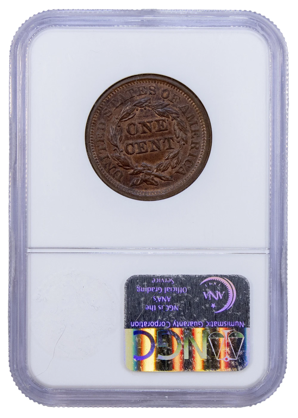 NGC MS-63 BN 1856 Slanted 5 Large Cent