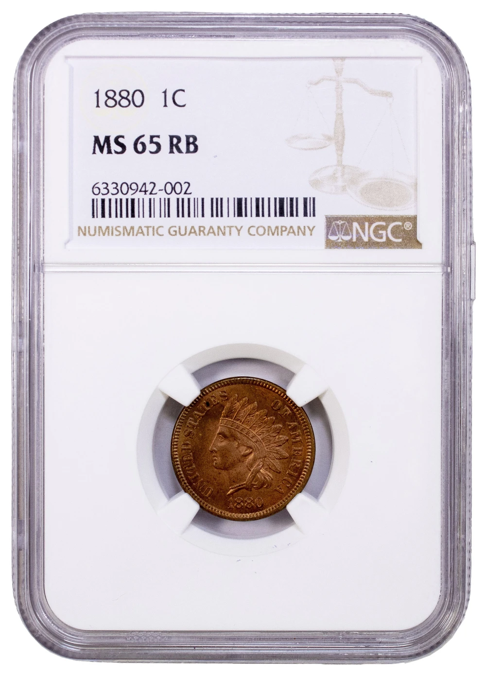 NGC MS-65 RB 1880 Indian Cent