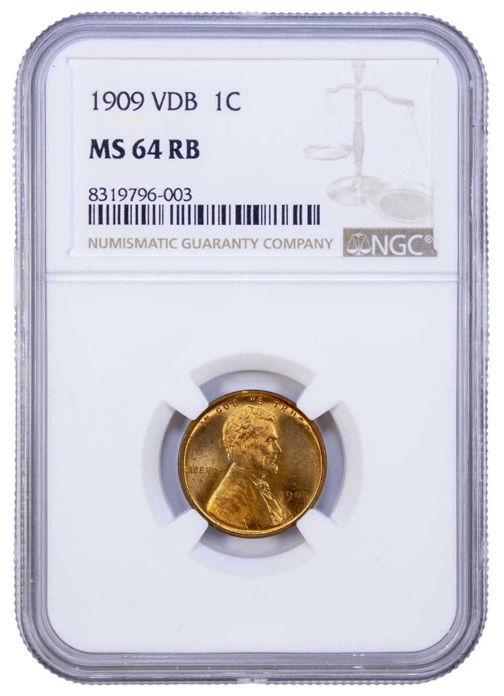 NGC MS-64 RB 1909-VDB Lincoln Cent