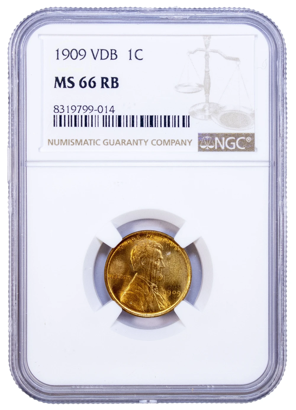 NGC MS-66 RB 1909-VDB Lincoln Cent