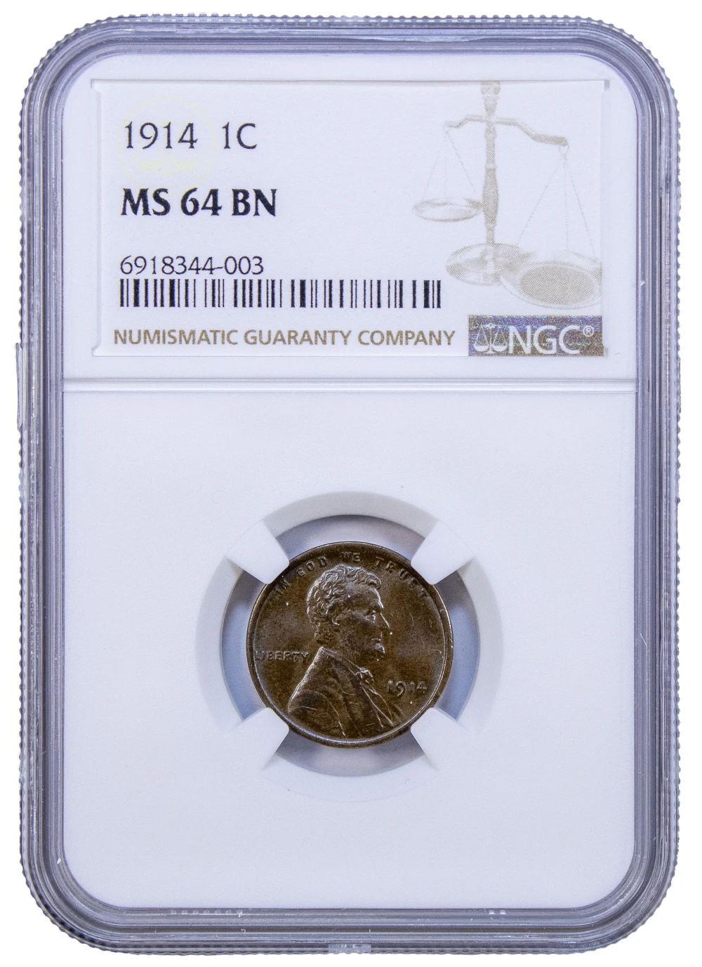 NGC MS-64 Brown 1914 Lincoln Cent