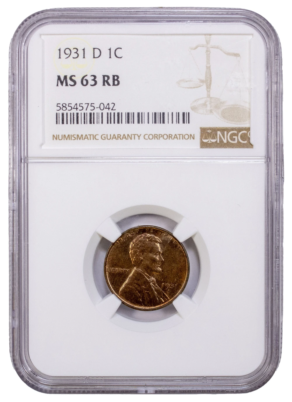 NGC MS-63 RB 1931-D Lincoln Cent