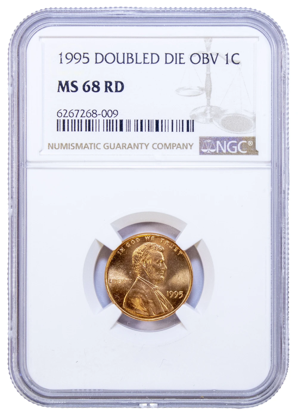 NGC MS-68 RD 1995 Double Die Lincoln Cent
