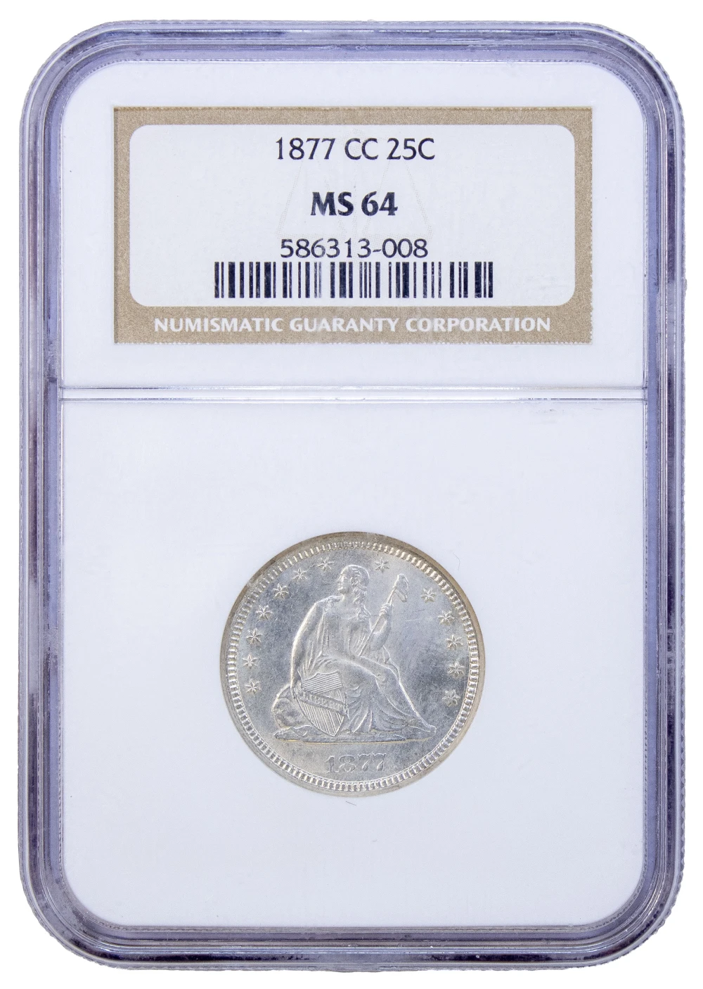 NGC MS-64 1877-CC Seated Quarter