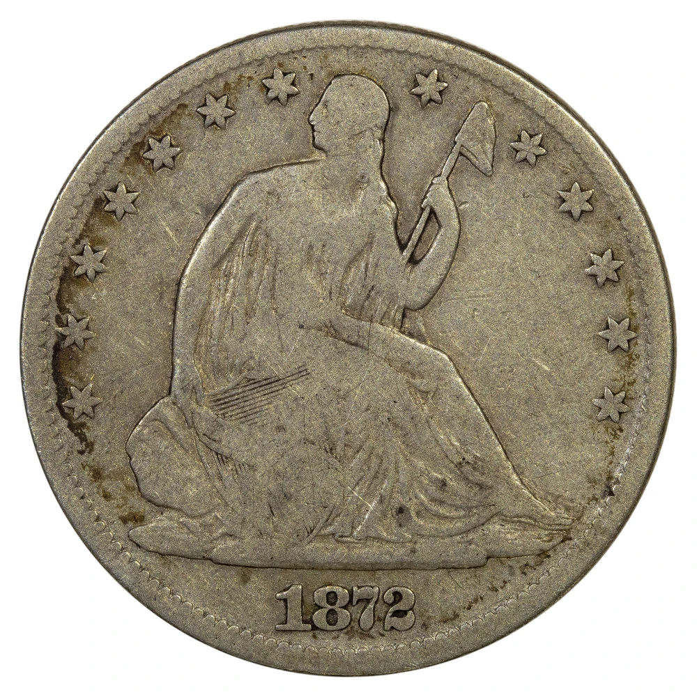 Scarce VG-8 1872-CC Seated Half Dollar