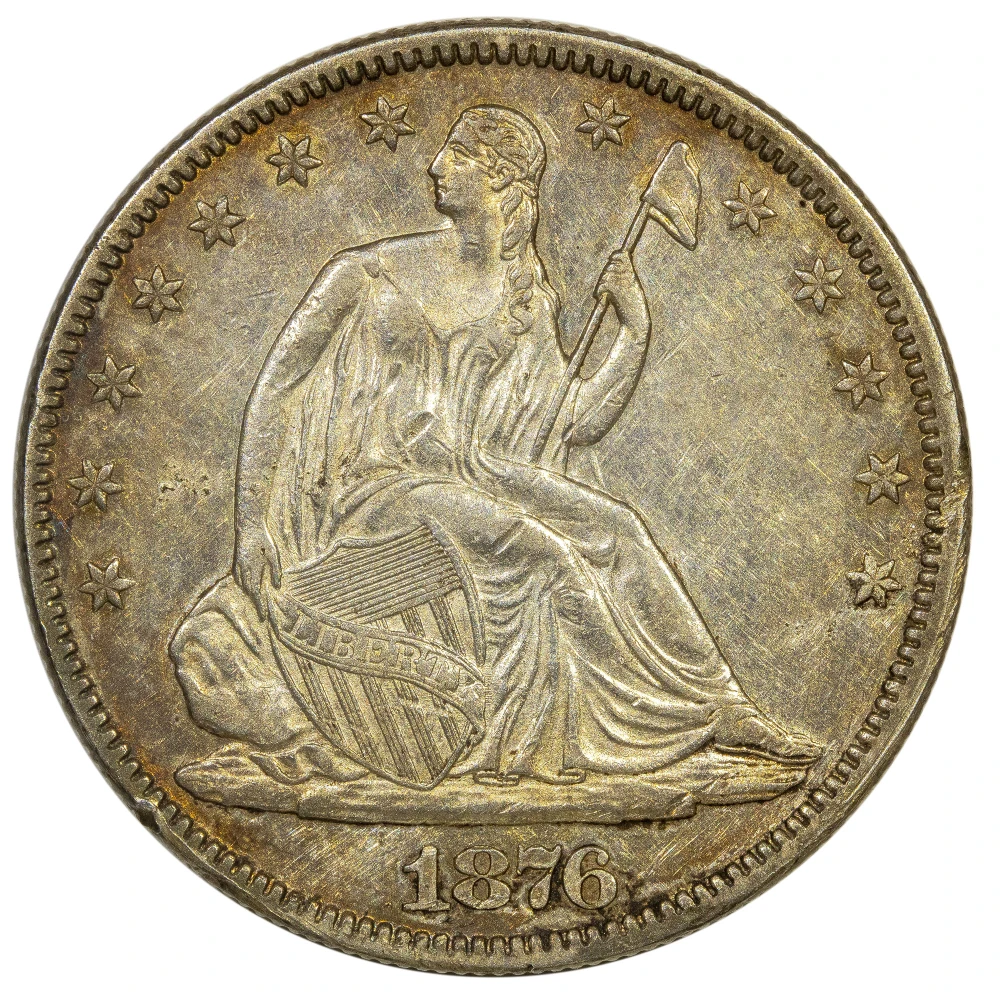 AU Details 1876 Seated Half Dollar