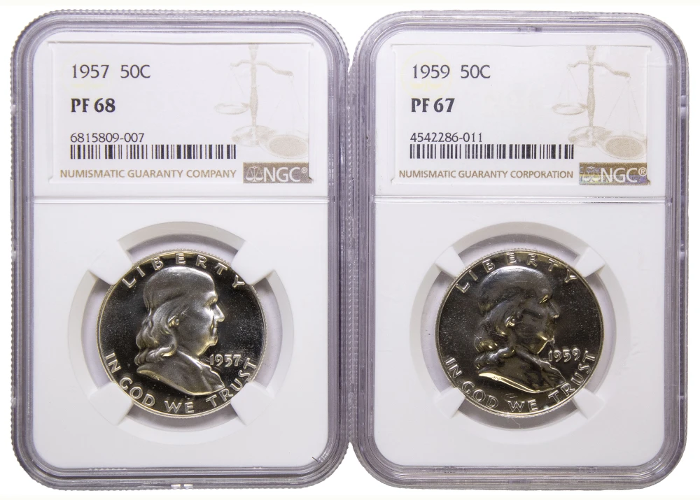 NGC Proof-67 & 68 Franklin Half Dollar Pair