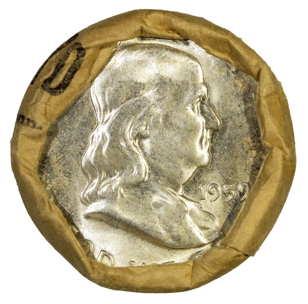 Bank Wrapped Roll Of 1959 Franklin Halves