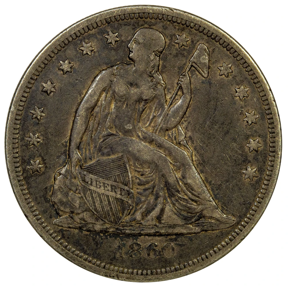 VF-35 1860-O Liberty Seated Dollar