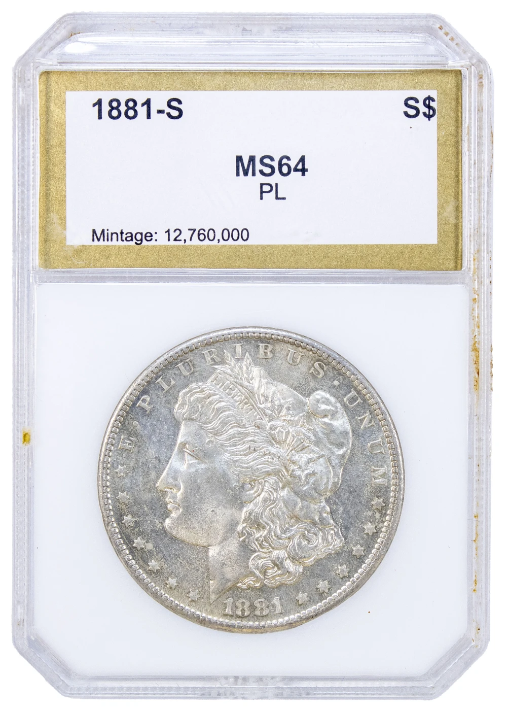 PCI MS-64 PL 1881-S Morgan Dollar