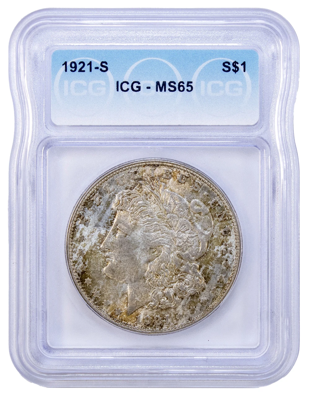 ICG MS-65 Toned 1921-S Morgan Dollar