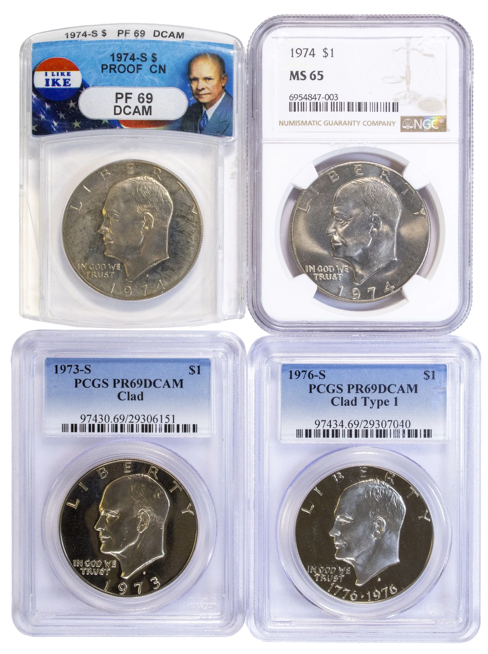 Four Certified Ike Dollars