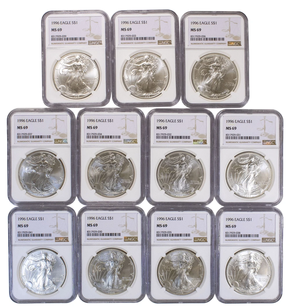 11 pcs NGC MS-69 1996 Silver Eagles