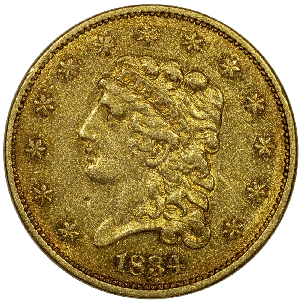 AU-50 or Finer 1834 Classic Head Gold $2.50