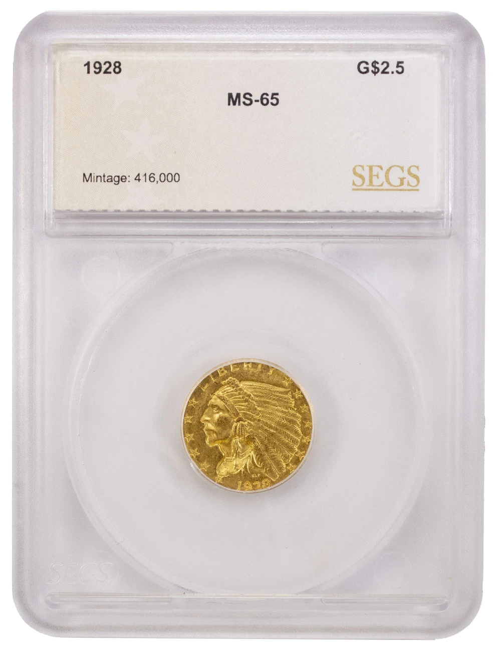 SEGS MS-65 1928 Gold $2.50 Indian