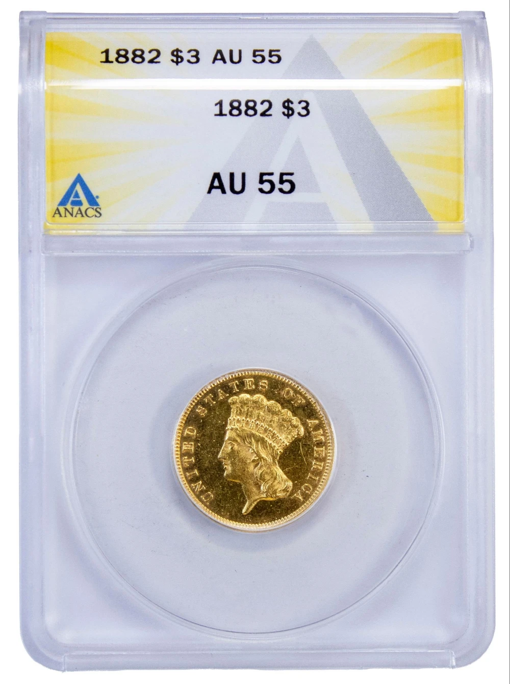 Rare ANACS AU-55 1882 Gold $3