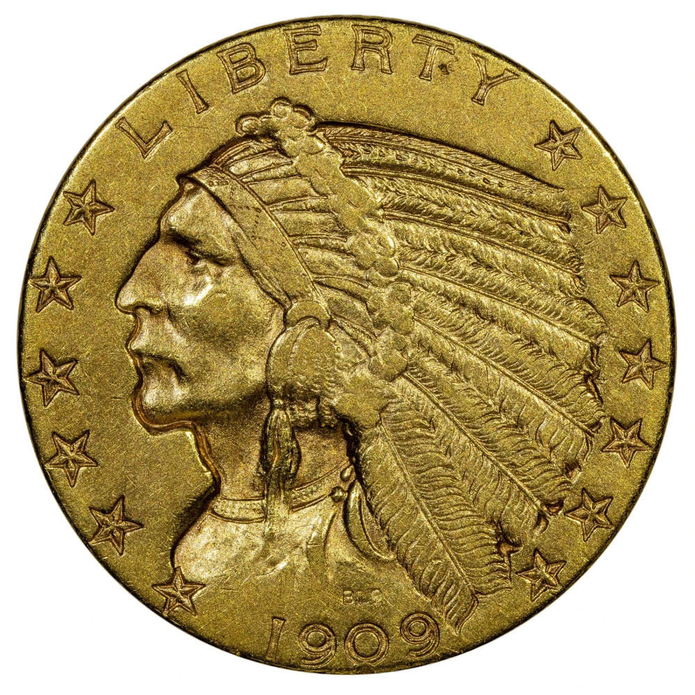 EF-40 1909-D Indian Gold $5