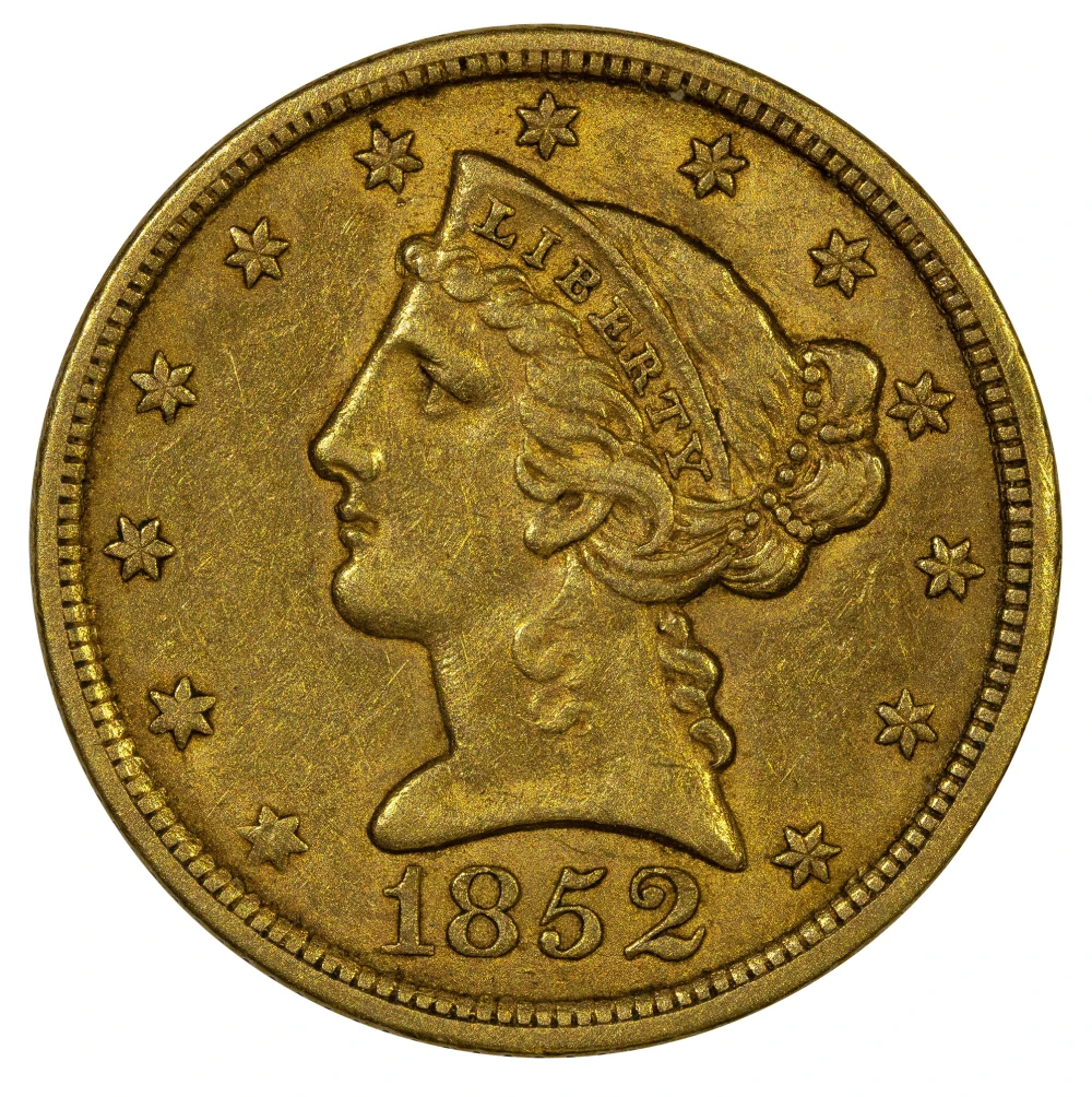 AU-50 1852 Gold $5 Liberty