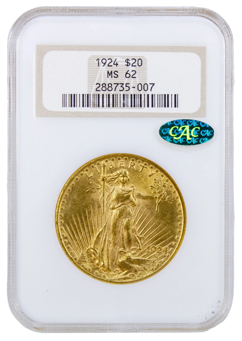 NGC MS-62 CAC 1924 Gold $20 Liberty