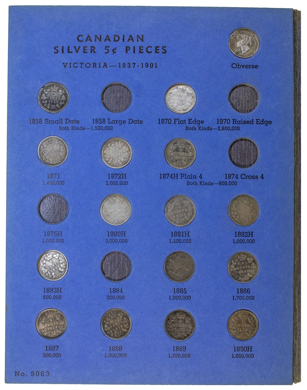 Canada. Nearly Complete Silver Five-Cents Set
