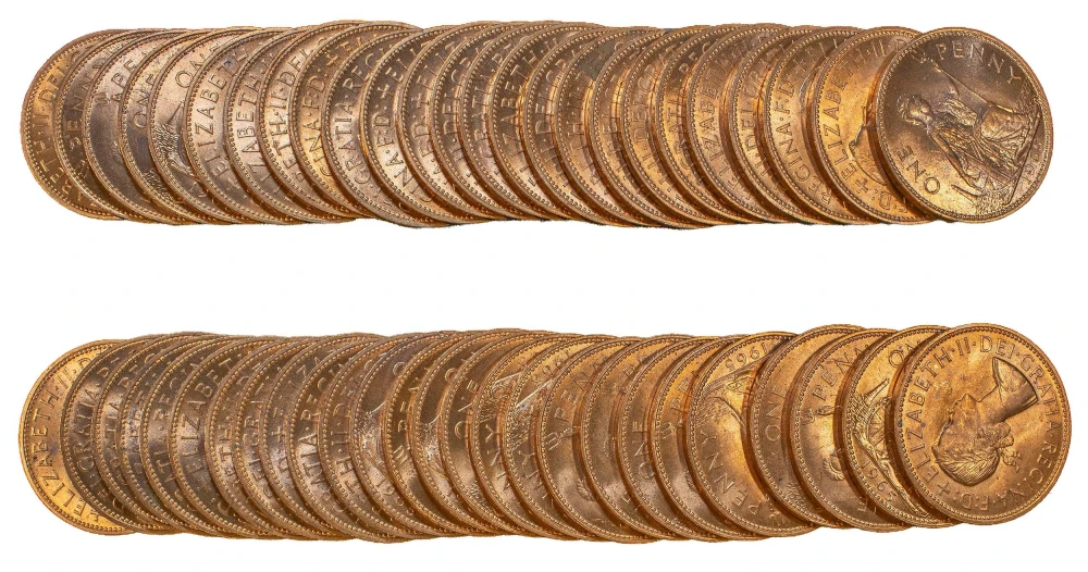 Great Britain. Shotgun Roll of 1965 Large Pennies