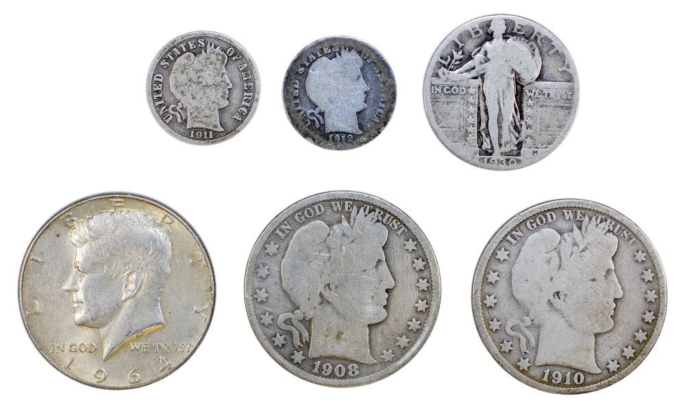 A Half Dozen Varied Silver Coins