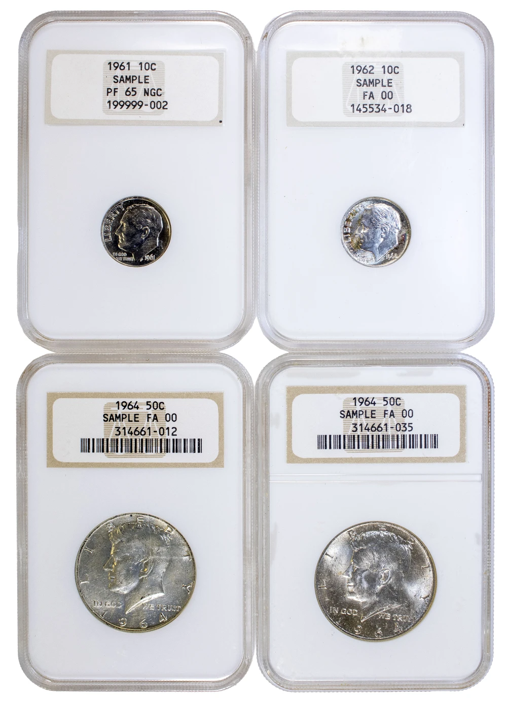 NGC-Certified Dime and Half Dollar Samples