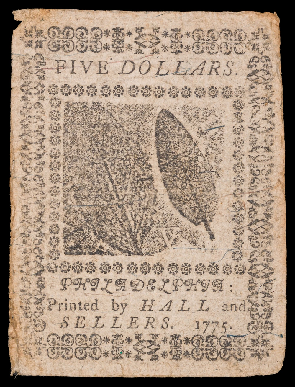 Continental Currency. VF 1775 Five Dollars