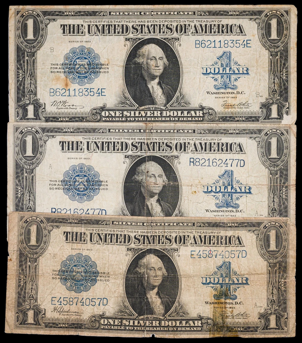 Three Fine-VF Horseblanket $1 Notes