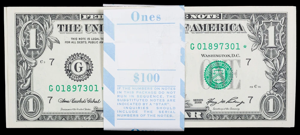 Bank-Wrapped 2006 Pack of 100 $1 Star Notes