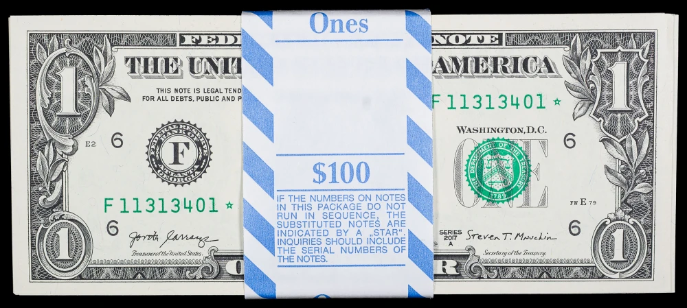 Bank-Wrapped 2007-A Pack of 100 $1 Star Notes