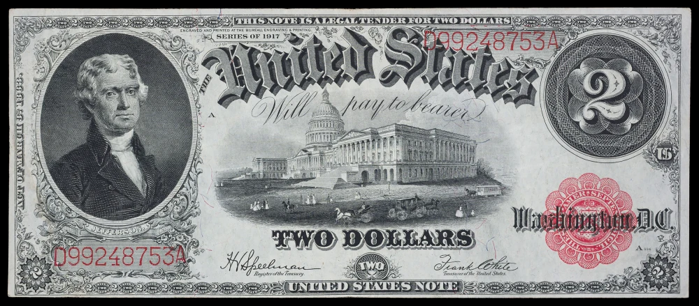 VF+ 1917 $2 Legal Tender Note