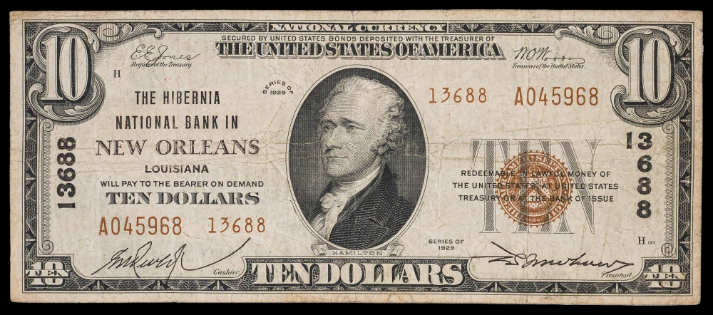Louisiana. VF 1929 National Currency $10