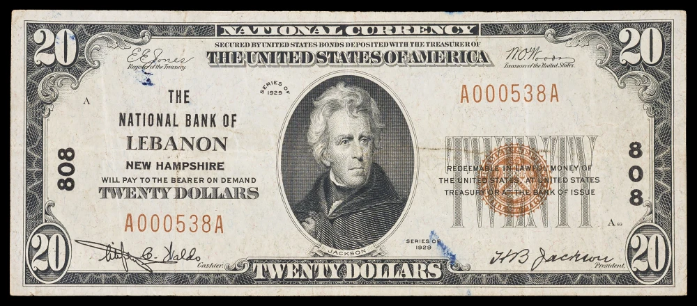 New Hampshire. VF 1929 National Currency $20