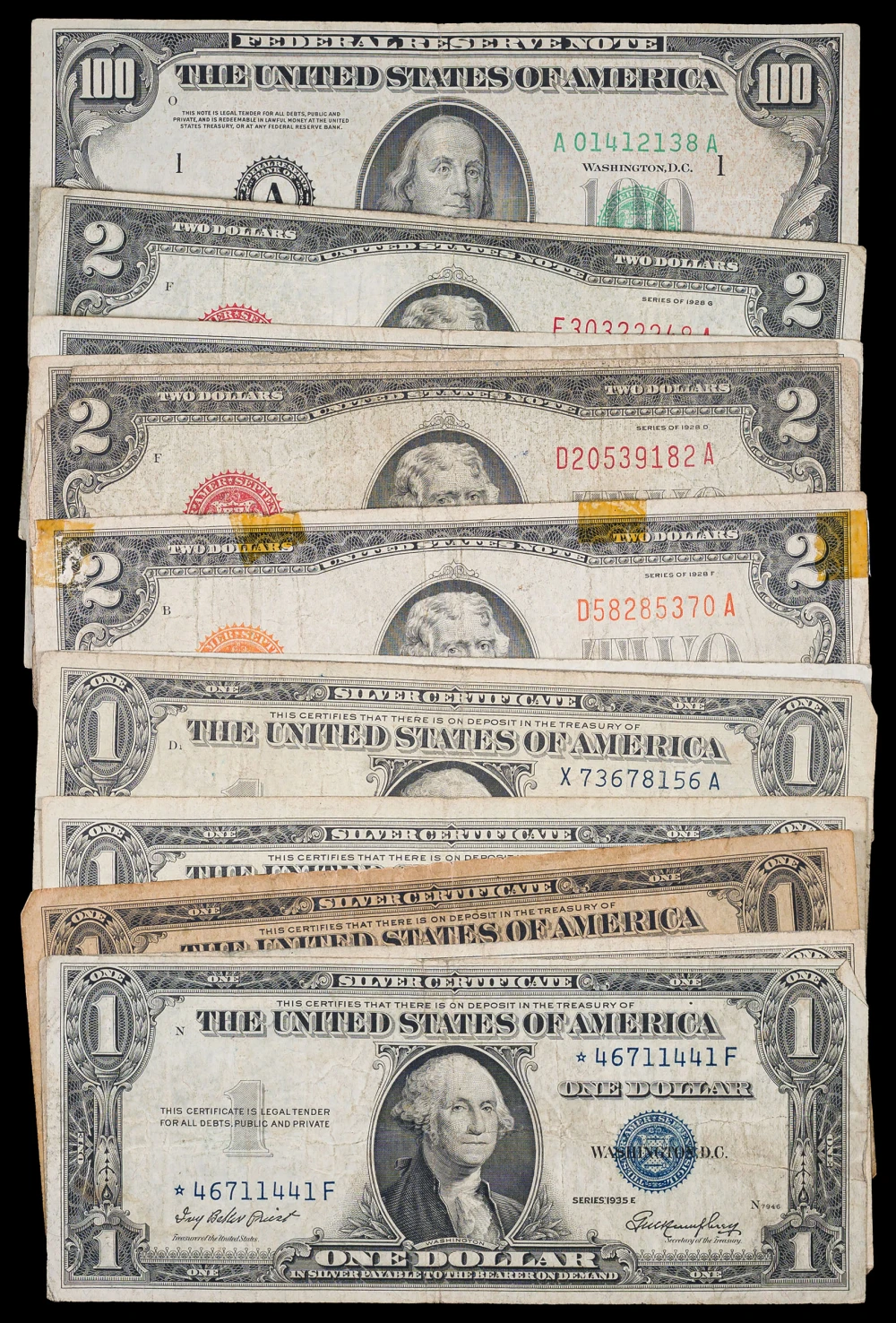 Circulated Currency Lot With $100 Note