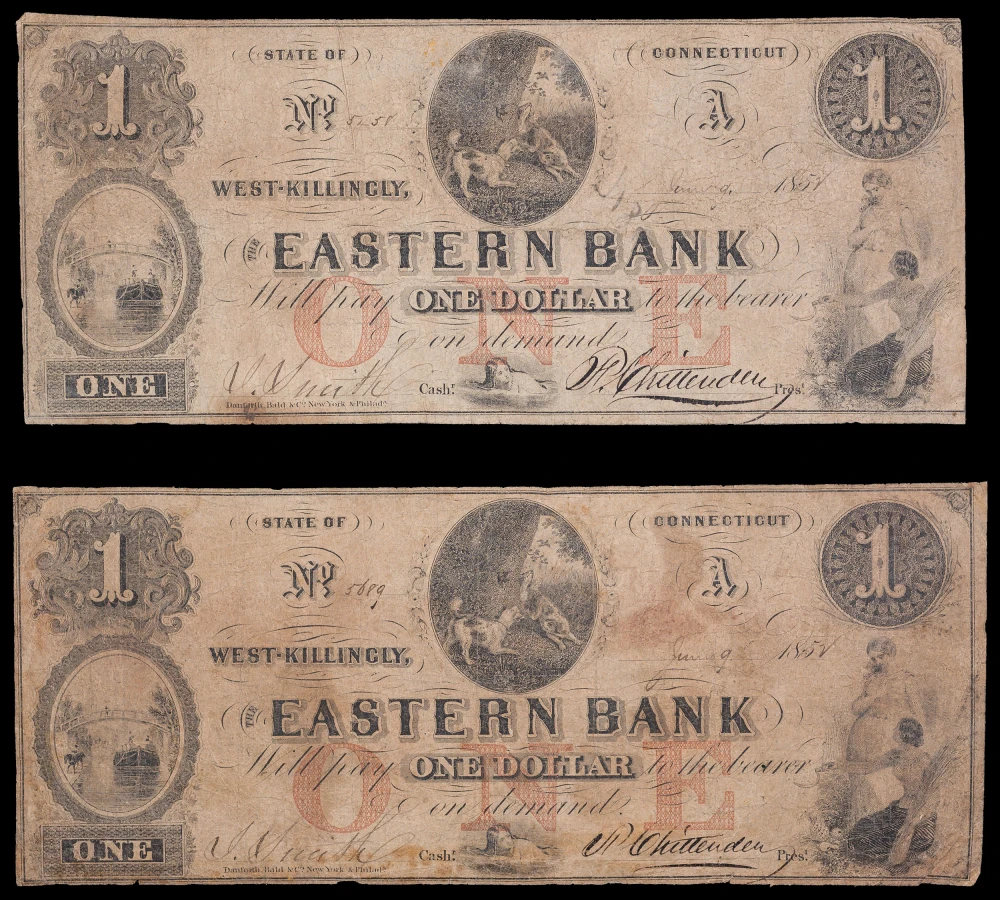 Connecticut. Pair of Obsolete Bank Notes