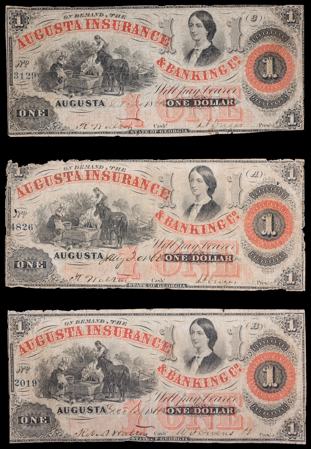 Georgia. Good to Fine Obsolete $1 Notes
