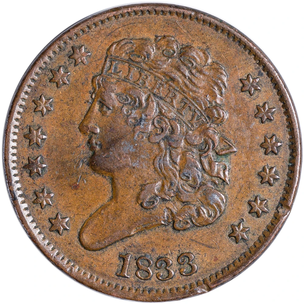AU Details 1833 Half Cent