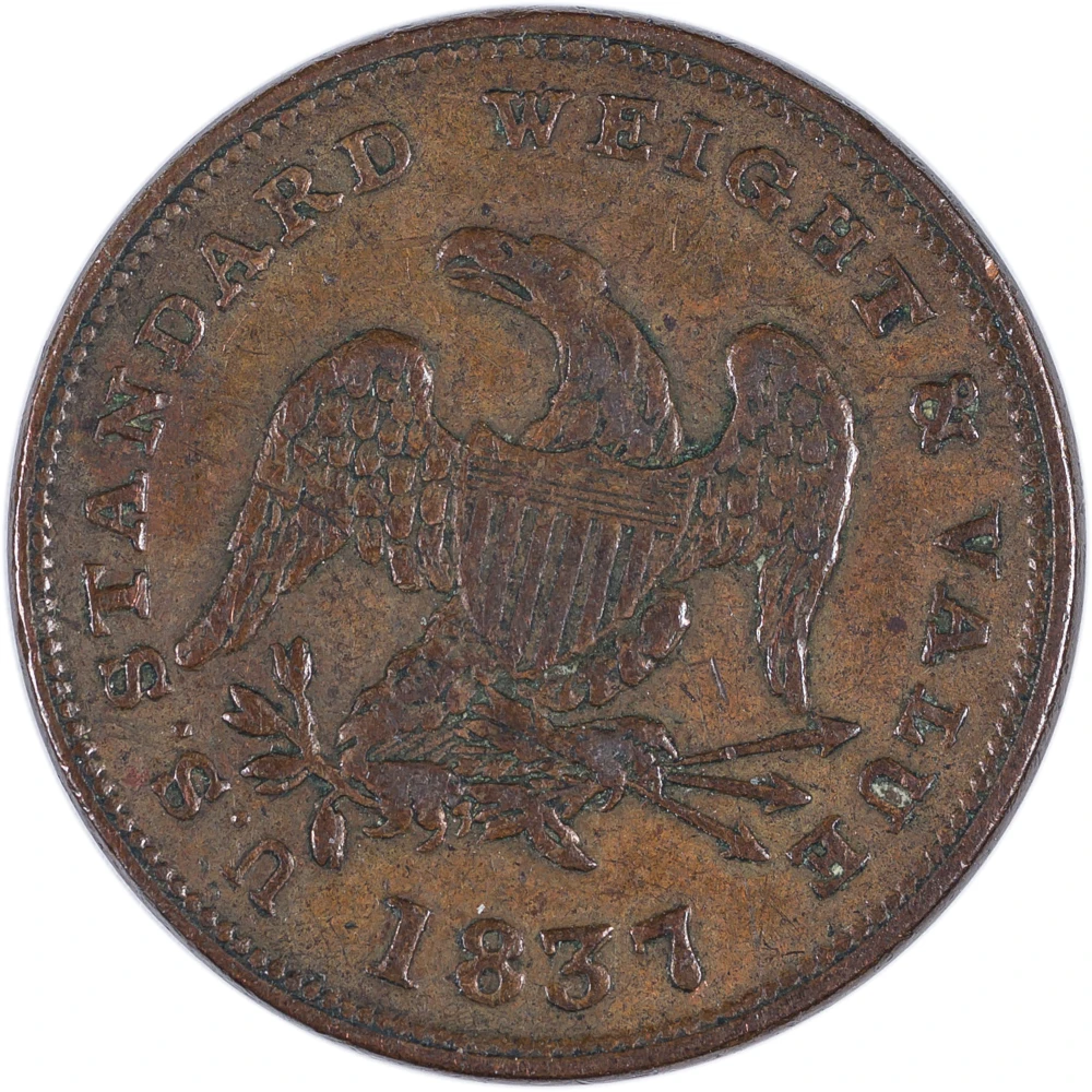 Popular 1837 Half Cent Hard Times Token