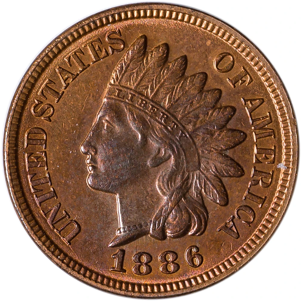 MS-63 RB Details 1886 Type II Indian Cent