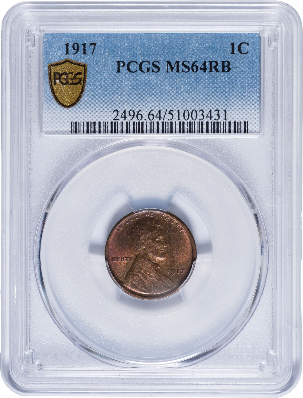 PCGS MS-64 RB 1917 Lincoln Cent