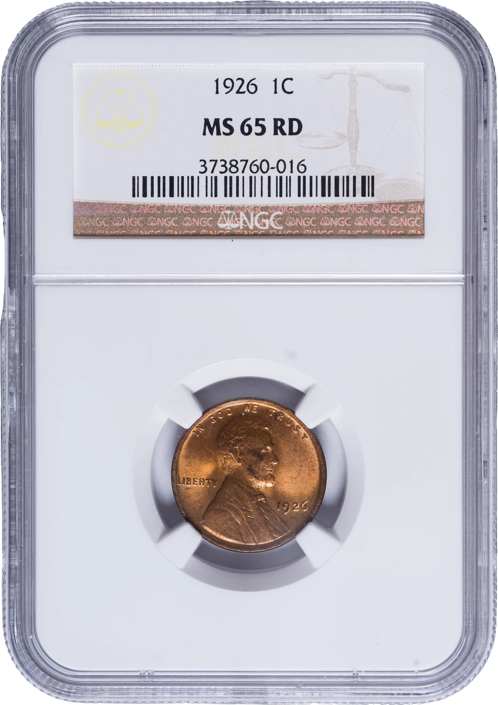NGC MS-65 RD 1926 Lincoln Cent