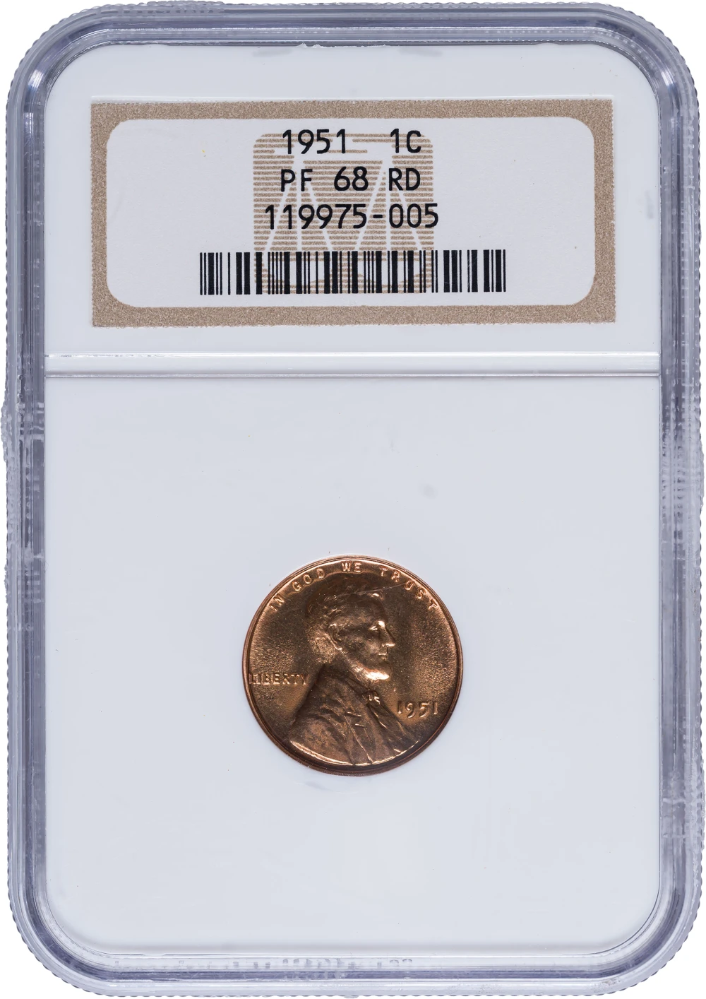 NGC Proof-68 RD 1951 Lincoln Cent
