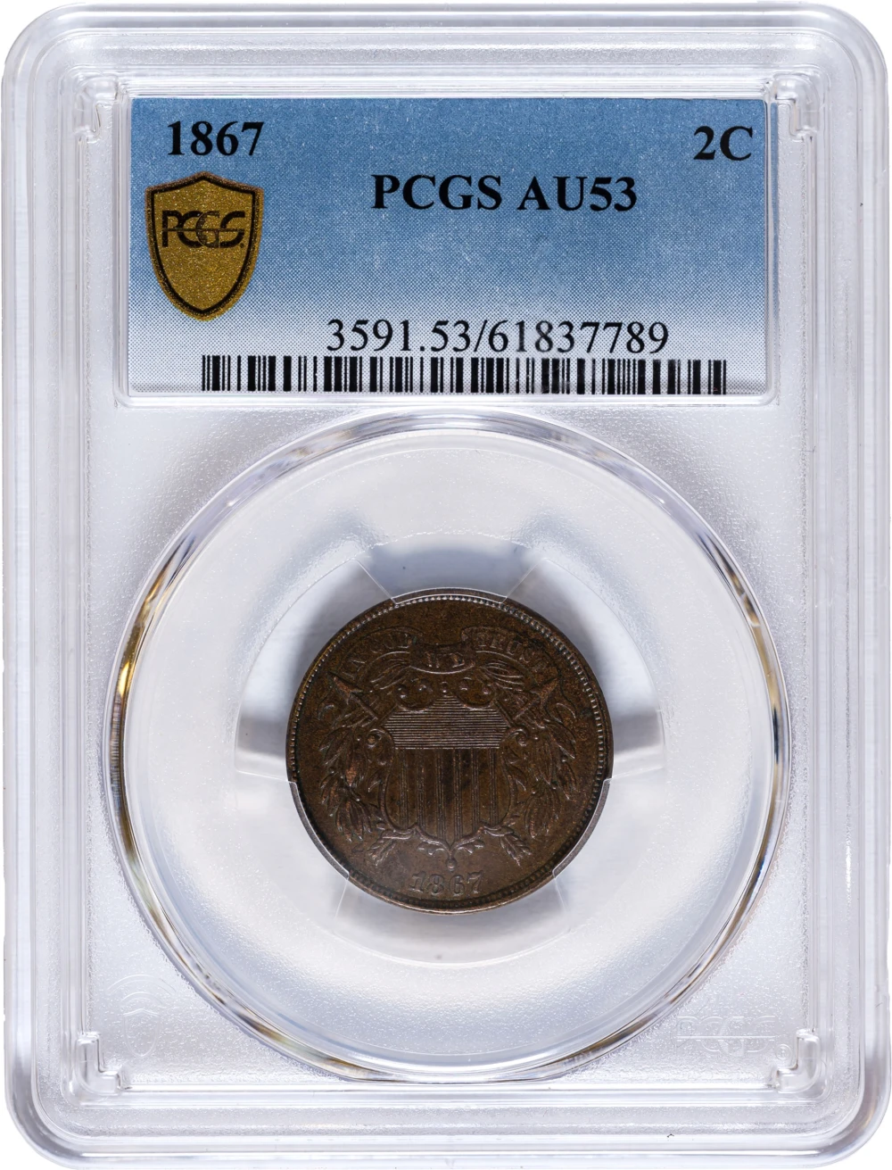 PCGS AU-53 1867 Two-Cents