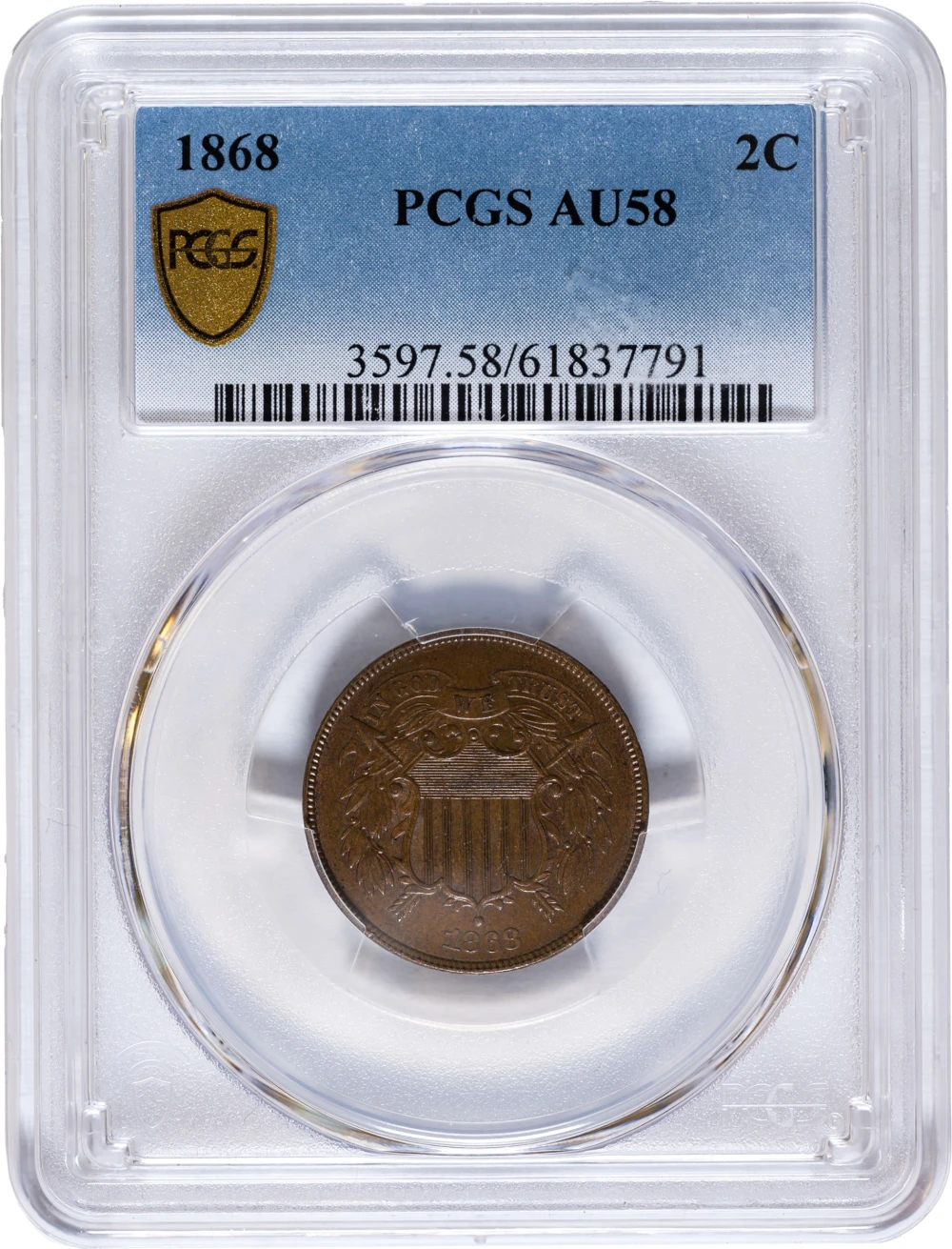 PCGS AU-58 1868 Two-Cents