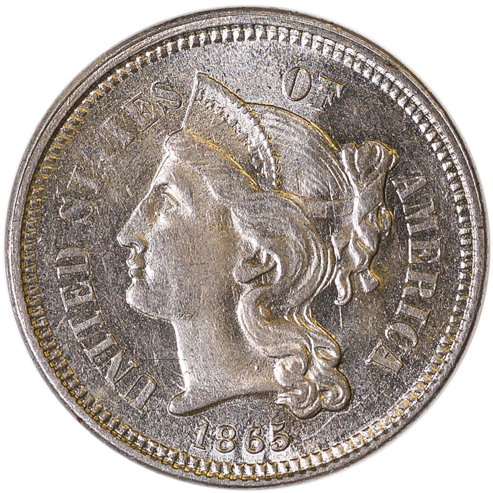MS-63 1865 Nickel Three-Cents