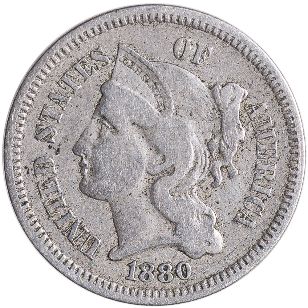 F-15 1880 Three Cent Nickel
