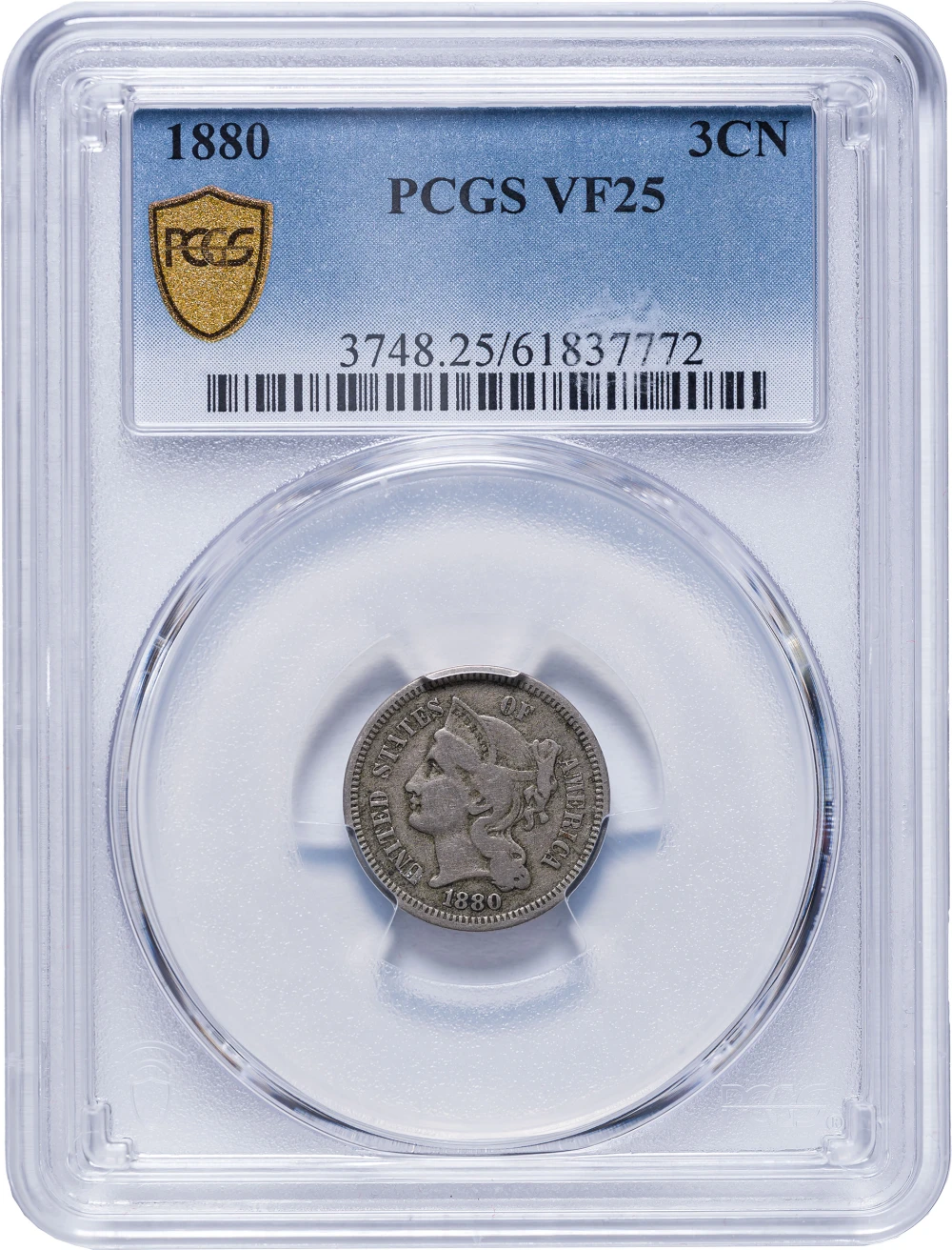 PCGS VF-25 1880 Nickel Three-Cents