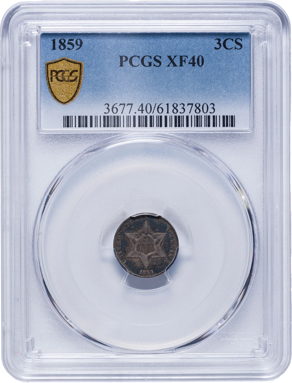 PCGS EF-40 1859 Silver Three-Cents