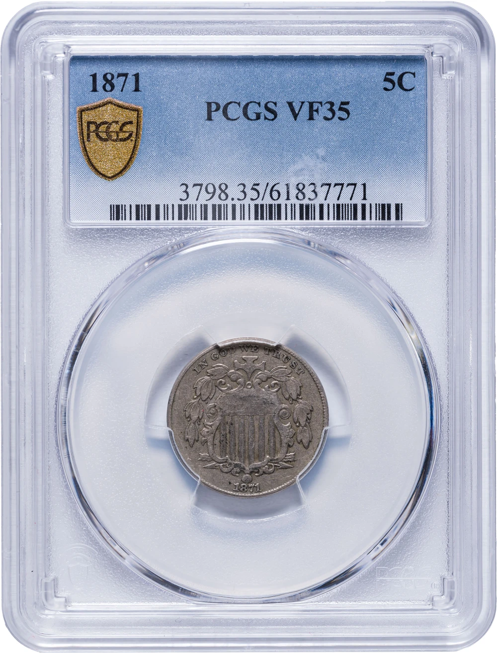 PCGS VF-35 1871 Shield Nickel